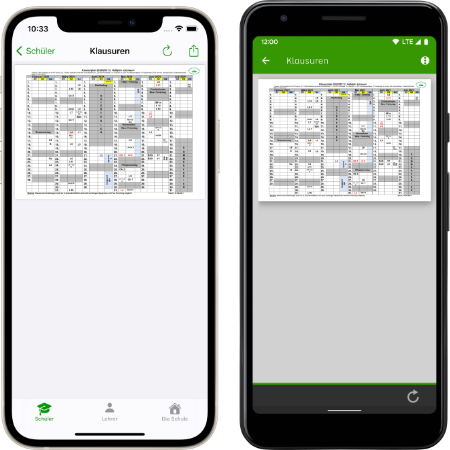Screenshots Klausurplan