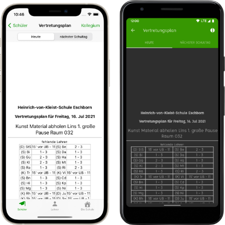 Screenshots Vertretungsplan
